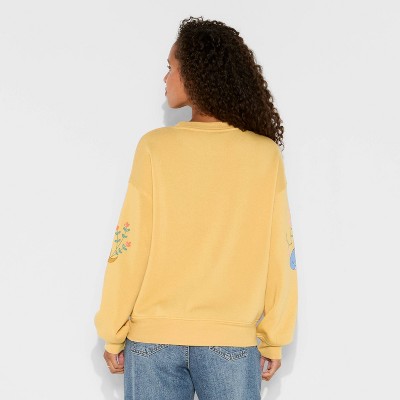 Women's Winnie Fleece Graphic Pullover Sweatshirt - Mustard Yellow - image 3
