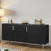 Finnhomy 3 Door Sideboard Buffet Cabinet, Kitchen Storage Cabinet with Fluted Decorated Doors, Cupboard Console Table - 3 of 4