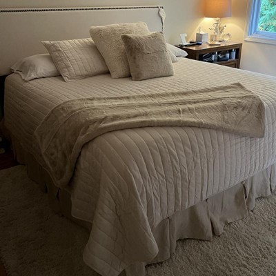 King Channel Stitch Velvet Quilt Cream - Threshold™ : Target