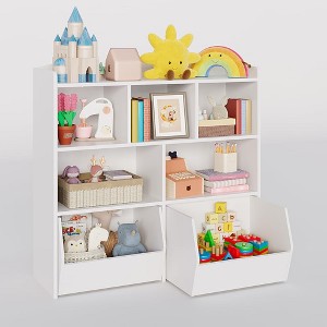 Kids Toy Storage Cabinet, 6-Cube Organizer with Movable Drawers & Open Shelves, Multifunctional Bookcase for Books & Toys, Playroom, Kindergarten - 1 of 1