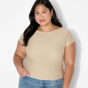 Women's Short Sleeve Boatneck Synthetic T-Shirt - Wild Fable™ - 1 of 3
