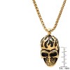 Steeltime 24" Men's 18k gold plated stainless steel fire skull pendant necklace - 3 of 4