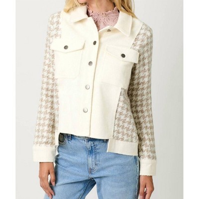 Women's Houndtooth Corduroy Jacket - mystree