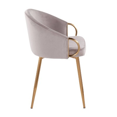 Claire Silver Velvet and Gold Metal Low Back Side Chair Set