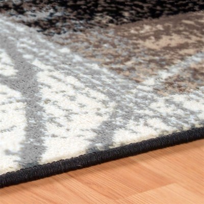 Beige and Gray Floral Patchwork Synthetic Area Rug, 2' x 3'