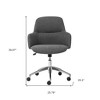 HomeRoots Dark Gray and Silver Aluminum and Fabric Adjustable Swivel Rolling Conference Office Chair - 3 of 4