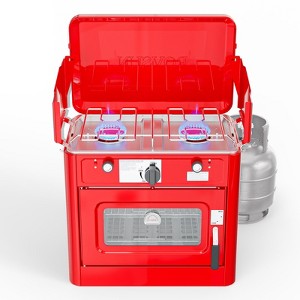 ROVSUN 2-in-1 Portable Camping Stove & Propane Oven Combo with Igniter, Camp Stove with Windpanel for Outdoor Camping Cooking Baking Grilling - 1 of 4