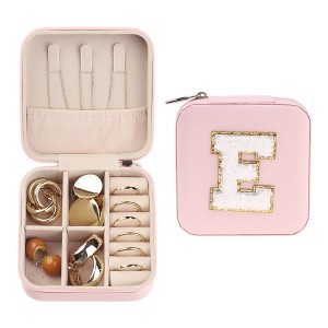 Unique Bargains Women Teen Girl Gifts Small Portable PU Leather Pink Jewelry Case Storage - 1 of 4