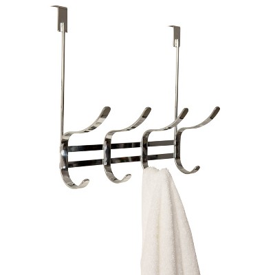 Chrome Over-the-Door 8-Hook Steel Rack for Coats and Towels