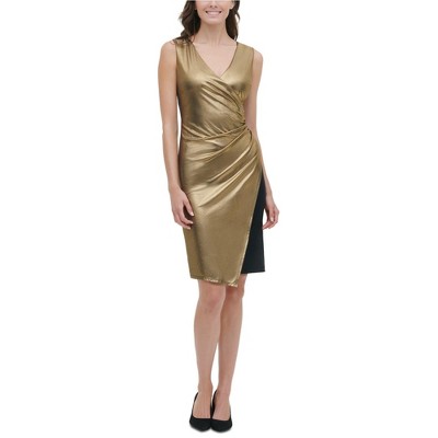Tommy Hilfiger Womens Shimmer Wrap Sheath Dress