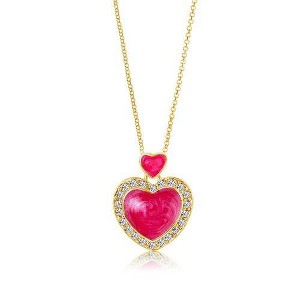 Chanteur Hypoallergenic Kids Jewelry Accessories Heart Enamel Crystal Yellow Gold Plating Girls Pendant Necklace - 1 of 1