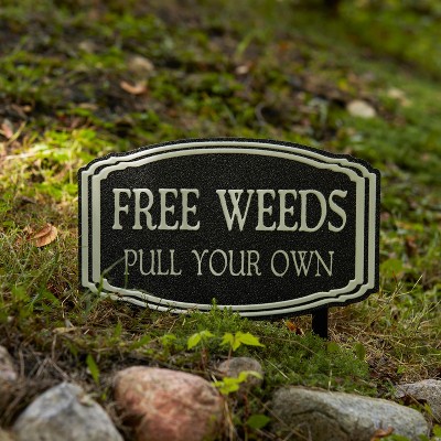 Black and White Tin Metal Garden Stake Signs Set