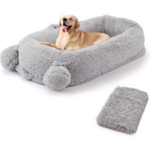71"L Human Dog Bed with Blanket, 2 Side Storage Pockets and Portable Handle, Removable Cover, High-Density Foam Human Size Dog Bed for Adult - 1 of 1