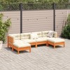 vidaXL 6 Piece Patio Sofa Set with Cushions Wax Brown Solid Wood Pine - Wax Brown - 3 of 4