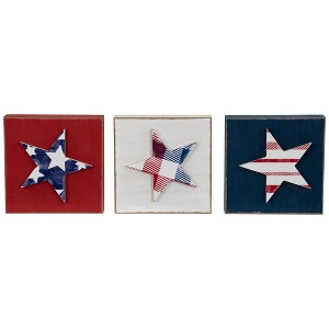 Northlight Stars and Stripes Americana Wooden Plaques - 4.25" - Red, White and Blue - Set of 3 - 1 of 4