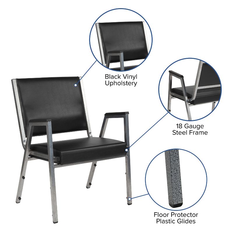 Emma and Oliver 1000 lb. Rated Black Antimicrobial Vinyl Bariatric Medical Reception Arm Chair, 4 of 13