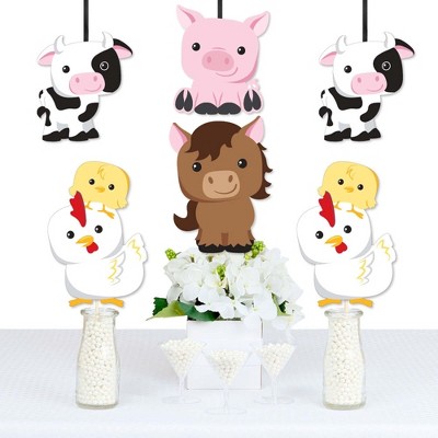 Big Dot of Happiness Farm Animals - Cow, Horse, Pig and Chicken Decorations DIY Baby Shower or Birthday Party Essentials - Set of 20