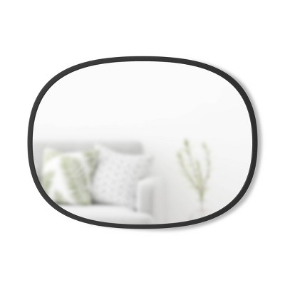Sleek Modern Oval Hub Wall Mirror 18"x24" in Black