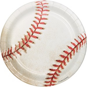 24ct Baseball Dessert Plates White - 1 of 3