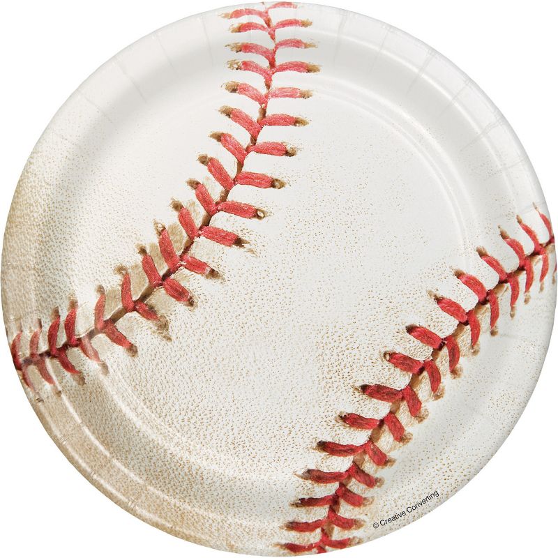 24ct Baseball Dessert Plates White, 1 of 4