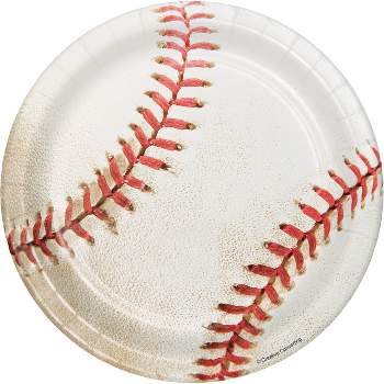24ct Baseball Dessert Plates White