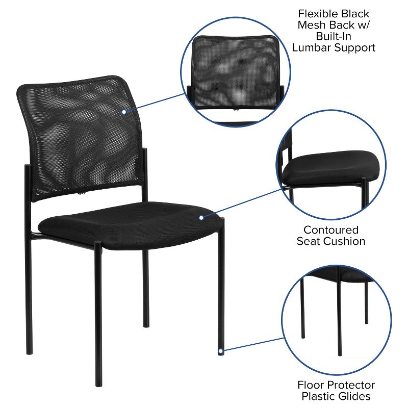 Flash Furniture Comfort Black Mesh Stackable Steel Side Chair, 3 of 11