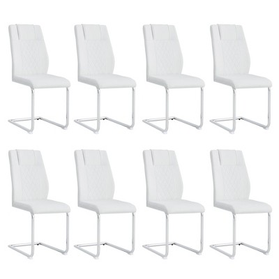 NicBex Faux Leather Dining Chairs Set of 8,Armless Upholstered Kitchen Chair with Plastic Anti-Slip Footpad for Dining Room,Kitchen