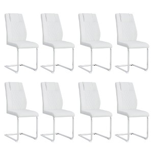 Sapphtopaz Modern Dining Chairs PU Upholstered Chair with Metal C-Shaped Base Armless Backrest Chairs for Kitchen, Dining Room - 1 of 4