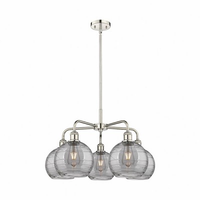 Athens Deco Swirl - 5 Light Stem Hung Chandelier In Industrial Style-15.38 Inches Tall and 26 Inches Wide
