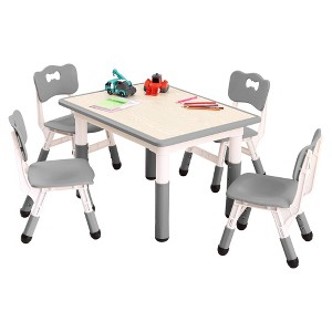 Toddler Table and Chair Set, Height Adjustable Kids Table and Chair Set of 4, Toddler Table for Reading, Drawing, Eating, for Ages Over 3 - 1 of 4
