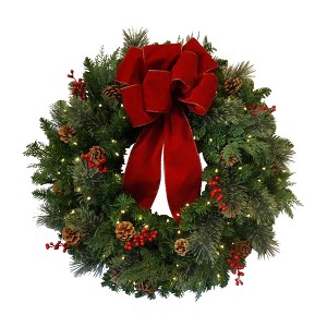 Haute Decor 30" Pre-Lit LED Classic Wreath - 1 of 3