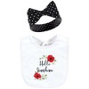 Hudson Baby Infant Girl Cotton Bib and Headband or Caps Set, Poppy Daisy, One Size - 3 of 4