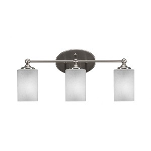 Toltec Lighting Capri 3 - Light Vanity in  Brushed Nickel with 4" Square White Muslin Shade - 1 of 2
