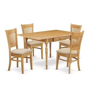 5-Piece Natural Oak Finish Solid Wood Top - Dining Room Set - Seats 4 - 1 of 4