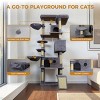 TopComfy Pet Tower Cat Tree 3 Large Hiding Condos 11 Sisal Posts Scratching Ladder 2 Hammocks Pet Furniture for Cats, Gray, 23.6"*19.7"*84.6" - 4 of 4