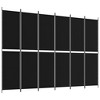 vidaXL 6-Panel Room Divider in Black Fabric - 118.1"x86.6" - Space-Saving Foldable Design for Versatile Use, Home Décor and Sun Blocker - 2 of 4