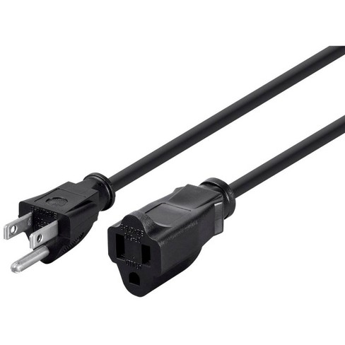 Monoprice Power Extension Cord Cable - 10 Feet - Black | 14AWG 15A (NEMA 5-15P to NEMA 5-15R) - image 1 of 4