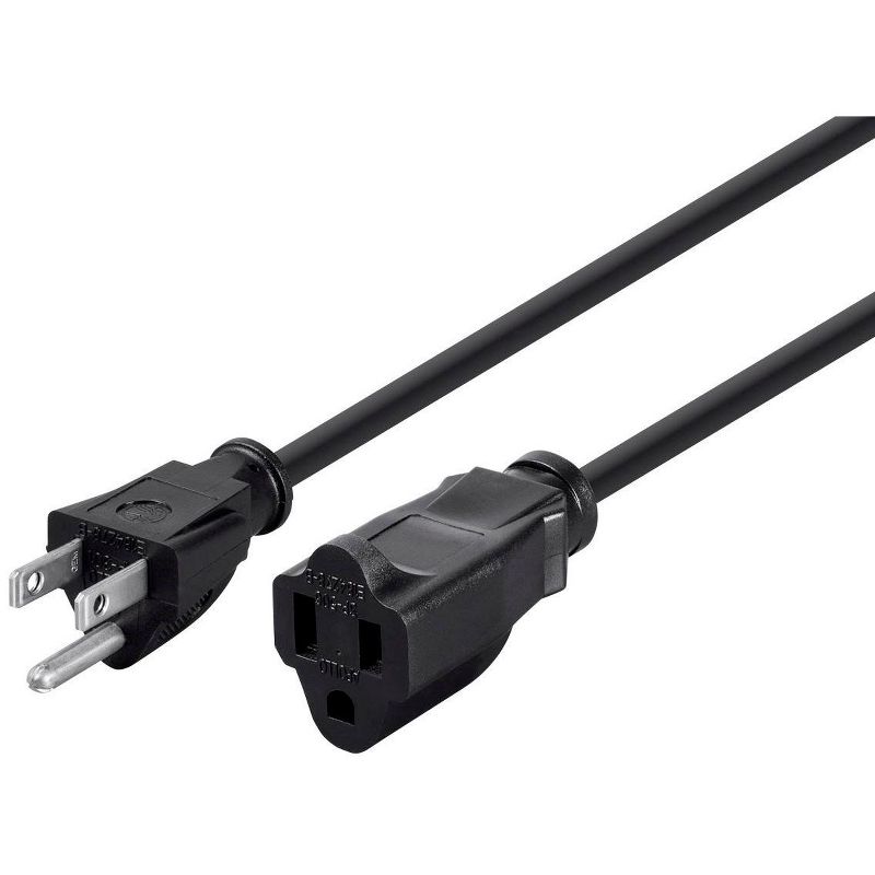 Monoprice Power Extension Cord Cable - 10 Feet - Black | 14AWG 15A (NEMA 5-15P to NEMA 5-15R), 1 of 7