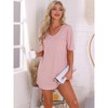 INSPIRE CHIC Women's Soft V Neck Curved Hem Comfy Oversized Nightshirt with Chest Pocket - 2 of 4