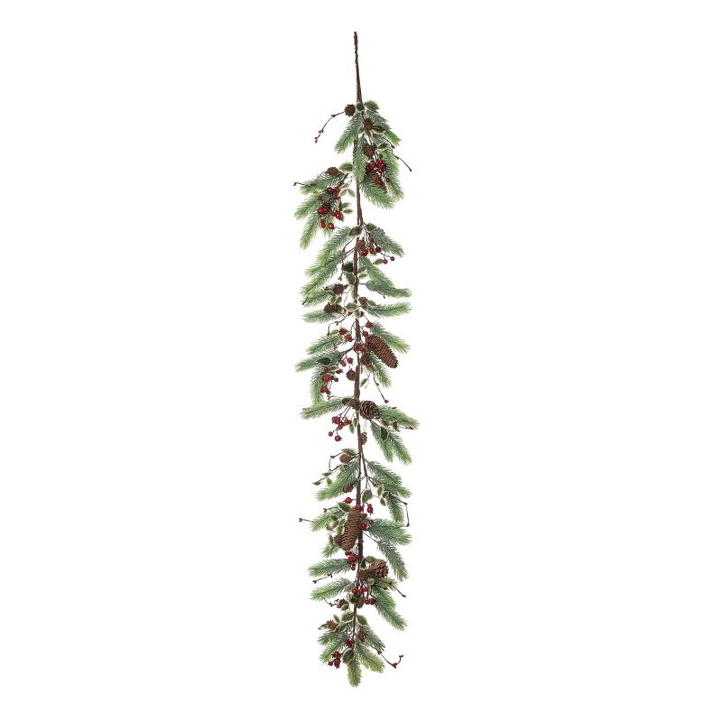 Transpac Metal 60 in. Multicolored Christmas Fir and Berry Garland, 1 of 2