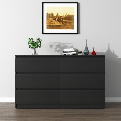 CIPACHO Modern BLACK 6 Drawer Double Dresser Roomy Storage Chest Great for Bedroom Closet Living Room to Tame Clutter and Add Sleek Style