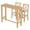 3-Piece Dining Set Rectangular, Farmhouse Dining Set With 2 Chairs For Small Places, 48" Rectangular Wood Bar Height Dining Set-Cuddlewood - 3 of 4