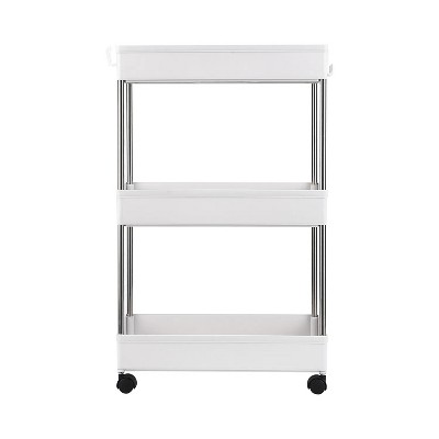 3-Tier Slide Out Storage Cart Rolling Utility Cart Storage Shelf Rack Mobile Storage Organizer Shelving