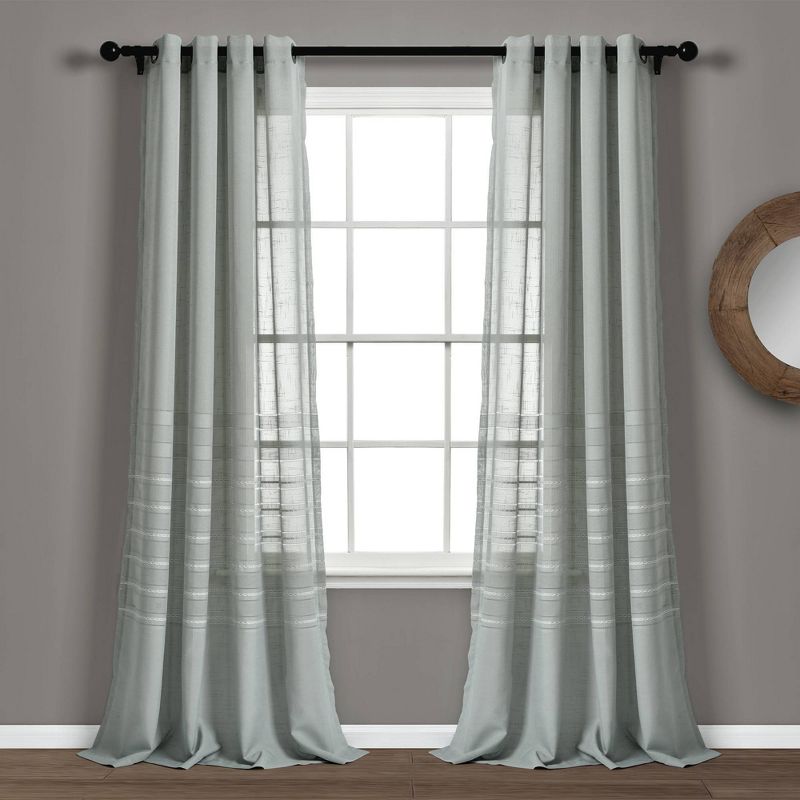 Set of 2 52"x84" Bridie Sheer Window Curtain Panels - Lush Décor, 1 of 8