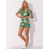Allegra K Women's Floral Tropical Vacation Beach Hawaiian Button Down Shirt and Short Set - 3 of 4