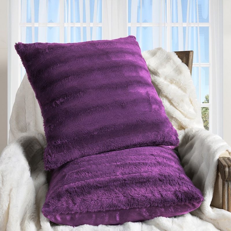 Cheer Collection Luxurious Faux Fur Throw Pillows Set of 2, 1 of 9