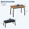 Coolmee Dining Room Table Set for 4, Modern Space Saving Kitchen Table with 2 Upholstered Benches & Metal Frame, Wooden Breakfast Tables for Kitchen - 2 of 4