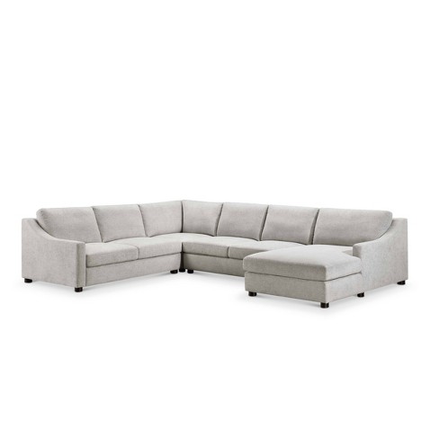4pc Garcelle Stain Resistant Fabric Sectional Sofa Gray Abbyson