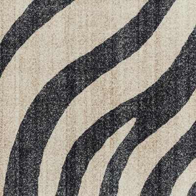 Black and White Zebra Print Washable 5' x 7' Synthetic Area Rug