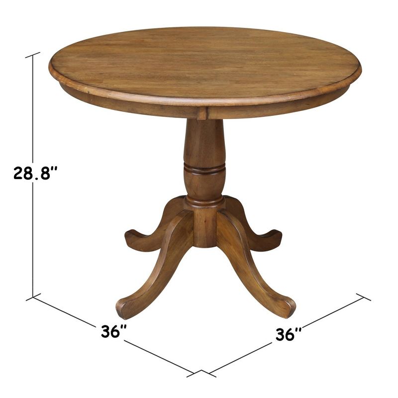 36" Round Top Pedestal Table - Pecan - International Concepts, 4 of 8